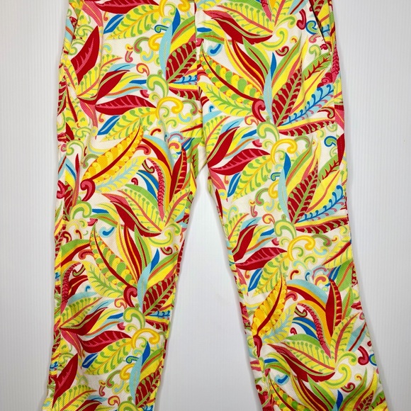 Tommy Hilfiger Y2K Tropical Floral Leaf Print Cropped Pants Multi-Color Size 10 - Picture 4 of 16